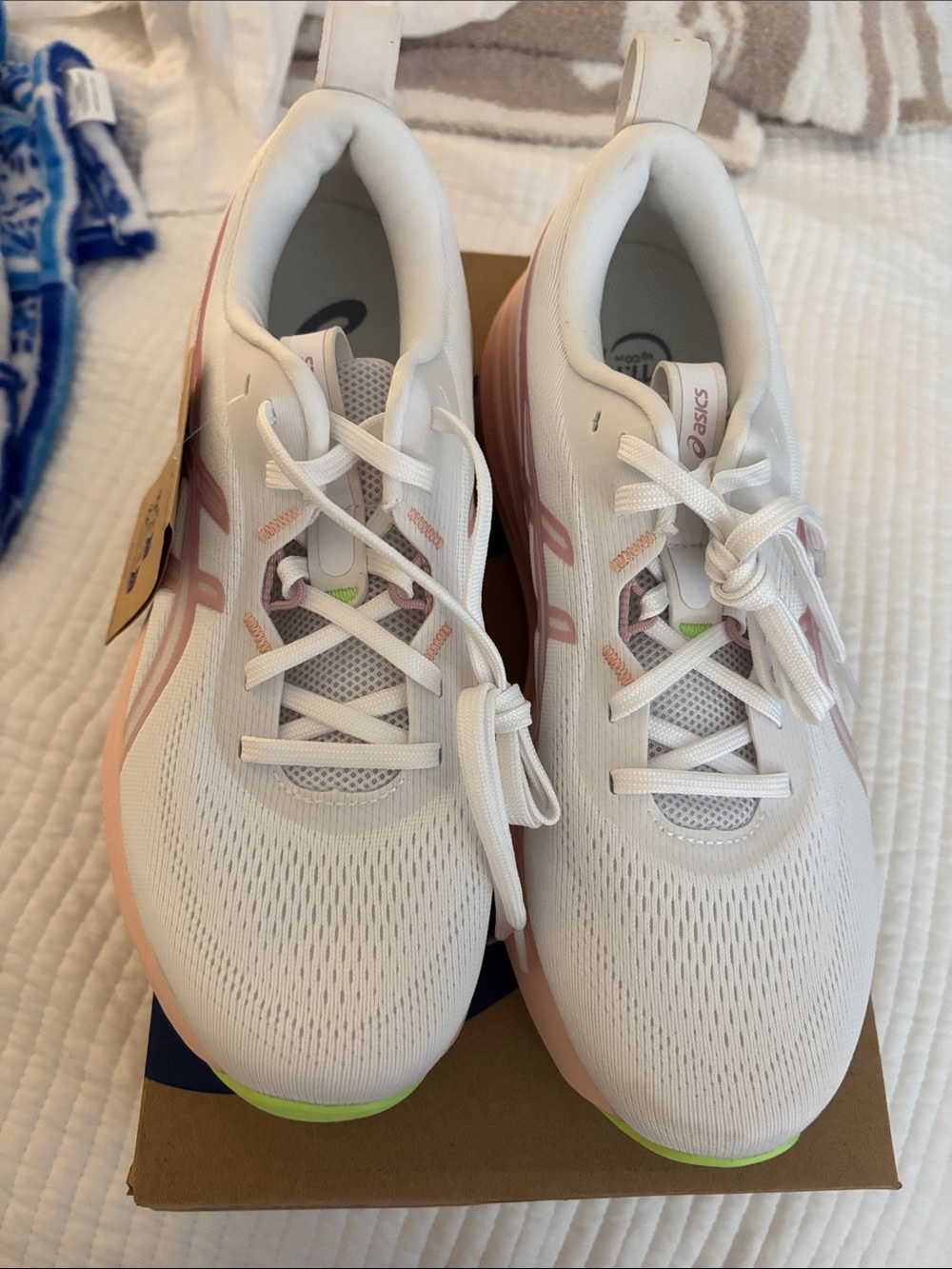 Asics Women's White Running Shoes with Soft Pink Accents
